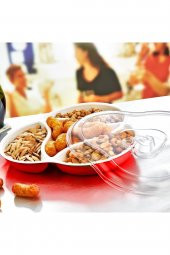 Lüx Renkli Kahvaltı Seti Kapaklı Kahvaltılık Set 4 Bölmeli Çerezlik Şeffaf Kapaklı Ergonomik - 3