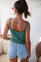 İP ASKILI ÖN ARKA V YAKA ÖNÜ BAĞLAMALI BLUZ MİNT S thumbnail 4