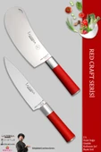 Lazbisa Red Craft Serisi Mutfak Şef Bıçak Seti Et Ekmek Sebze Bıçağı Günlük Kullanım (MFT-258) thumbnail 1