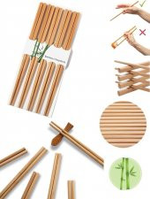 10 Çift - 20 Adet Yıkanabilir Organik Bambu Çin Yemek Çubuğu Chopsticks Çin Çubuk - Çin Çubukları - 1