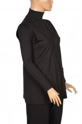 Hesna Kadın Ayben Taşlı Cepli Siyah Yelek - 3