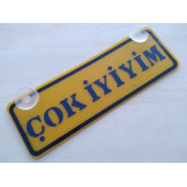 SARI DEKOR PLAKA - ÇOK İYİYİM (22x7,5cm) vantuzlu Pleksi (Dekor Levha) SARI PLAKA thumbnail 1