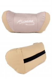 Atatürk Logolu Araç Koltuk Başlık Yastığı 5D Bej 2li - 1