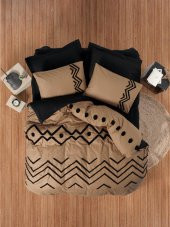 Cotton Box Puff Nakışlı Ranforce Çift Kişilik Nevresim Takımı Elio Bakır Siyah - 1