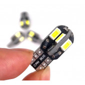 T10 Led 10 ADET Metal Ultra W5W 8 Ledli Beyaz Park Tavan Plaka Ampulü - 3