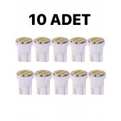 T10 Led 10 ADET Dipsiz W5W 8 Ledli Beyaz Park Tavan Plaka Ampulü - 1