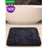 Kaymaz taban banyo paspasi ayak izli 40 x 60 cm siyah renk  siyah renk paspas  kapı önü  paspası lavabo paspası - 1