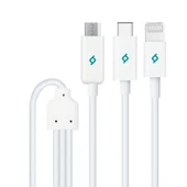 Ttec Trio Şarj Kablosu Type-C,Lightning,Micro USB  120cm Beyaz - 2DK7521 - 2