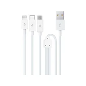 Ttec Trio Şarj Kablosu Type-C,Lightning,Micro USB  120cm Beyaz - 2DK7521 - 1