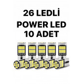 T10 Led 26 Ledli BEYAZ W5W Metal Ultra Power Park Plaka Tavan Ampulü 10 Adet - 1