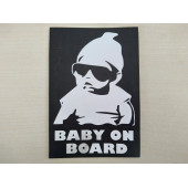 ARABADA BEBEK VAR STİCER BEYAZ 12x9cm (BABY ON BOARD) BEBEK VAR ÇIKARTMA RESİM - 1