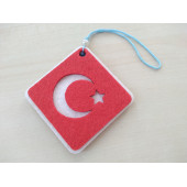 KEÇE AY YILDIZ AYNA SÜSÜ ASMALI, AY YILDIZ ASKI SÜSÜ (TÜRK BAYRAĞI) (KEÇE SÜS) AY YILDIZ ASMA SÜSÜ - 1