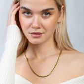 Nipora Gold Renk Çelik Kadın Snake Zincir - 5