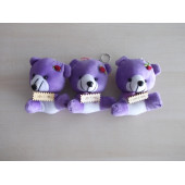 KÜÇÜK AYICIK AYNA SÜSÜ (11x9cm) (I LOVE YOU) LİLA PELUŞ OYUNCAK AYICIK ASMA SÜSÜ, ASKI SÜSÜ - 2