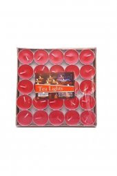 Dekoratif Yuvarlak Mini Tea Light Mum Kırmızı 50Li - 3