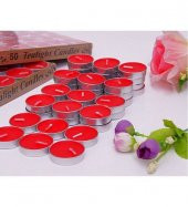Dekoratif Yuvarlak Mini Tea Light Mum Kırmızı 50Li - 4