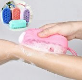 Süngerli Silikon Banyo Kesesi Banyo Sırt Kesesi Çift Taraflı Silikon Duş Lifi Fırçası Lif  Kese - 2