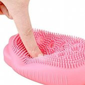 Süngerli Silikon Banyo Kesesi Banyo Sırt Kesesi Çift Taraflı Silikon Duş Lifi Fırçası Lif  Kese - 6