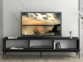 Woodn Love Etna Premium Metal Ayaklı Dolaplı 180 Cm Tv Ünitesi - Siyah / Siyah - 5