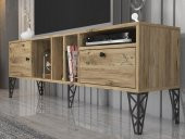 Woodn Love Cercei 160 Cm Metal Ayaklı Tv Ünitesi - Atlantik Çam / Siyah - 3