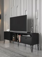 Woodn Love Cercei 160 Cm Metal Ayaklı Tv Ünitesi - Siyah / Siyah - 1