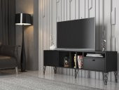 Woodn Love Cercei 160 Cm Metal Ayaklı Tv Ünitesi - Siyah / Siyah - 2