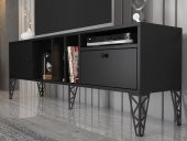 Woodn Love Cercei 160 Cm Metal Ayaklı Tv Ünitesi - Siyah / Siyah - 3