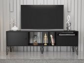 Woodn Love Cercei 160 Cm Metal Ayaklı Tv Ünitesi - Siyah / Siyah - 4