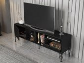 Woodn Love Cercei 160 Cm Metal Ayaklı Tv Ünitesi - Siyah / Siyah - 5