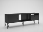 Woodn Love Cercei 160 Cm Metal Ayaklı Tv Ünitesi - Siyah / Siyah - 6