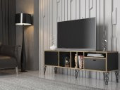 Woodn Love Cercei 160 Cm Metal Ayaklı Tv Ünitesi - Atlantik Çam - Siyah / Siyah - 2