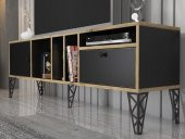 Woodn Love Cercei 160 Cm Metal Ayaklı Tv Ünitesi - Atlantik Çam - Siyah / Siyah - 3
