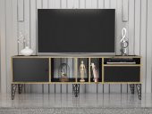 Woodn Love Cercei 160 Cm Metal Ayaklı Tv Ünitesi - Atlantik Çam - Siyah / Siyah - 4