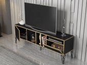 Woodn Love Cercei 160 Cm Metal Ayaklı Tv Ünitesi - Atlantik Çam - Siyah / Siyah - 5