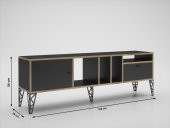 Woodn Love Cercei 160 Cm Metal Ayaklı Tv Ünitesi - Atlantik Çam - Siyah / Siyah - 7