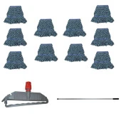 Cod-Ex Geniş Yedek Islak Mop Paspas Takımı - 10 ad 25 Cm. 500 Gr. Islak Mop + Mop Tutucu + Metal Vidalı Sap thumbnail 1