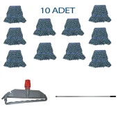 Cod-Ex Geniş Yedek Islak Mop Paspas Takımı - 10 ad 25 Cm. 500 Gr. Islak Mop + Mop Tutucu + Metal Vidalı Sap thumbnail 2