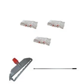 Geniş Yedek Islak Paspas Mop Takımı Seti - 3 Adet Geniş Islak Mop Başlığı  + Metal Sap + Mop Tutucu - 1