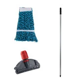 Cod-Ex Çift Kovalı Temizlik Arabası Seti Yedek Mop Takımı - 10 Adet 17 Cm. Dar Mop + Mop Tutucu + Sap - 3