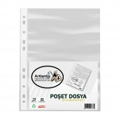 Poşet Dosya 25 Li A-4 Şeffaf Föy Dosya 1 Paket Artlantis Ofis Okul Kenarı Delikli Poşet Dosya 1 Paket - 1