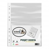 Poşet Dosya 50 Li A-4 Şeffaf Föy Dosya 1 Paket Artlantis Ofis Okul Kenarı Delikli Poşet Dosya 1 Paket - 1