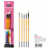 Pebeo Fırça Seti Beyaz Brıstel Kıl Uzun Sap No:2-6-8-12+Yelpaze Fırça No:2 5 Lİ SET-12 - 1