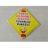 CAM İÇİ SARI DEKOR PLAKA KARE DÜNYA DELİKANLI OLSAYDI (11x11cm) YAPIŞTIRMALI (Dekor Levha) SARI PLAKA - 1