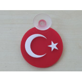 AY YILDIZ 6x6cm VANTUZLU YUVARLAK KABARTMA TÜRK BAYRAĞI (AY YILDIZ ARMASI) AY YILDIZ LOGO - 1