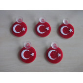 AY YILDIZ 6x6cm VANTUZLU YUVARLAK KABARTMA TÜRK BAYRAĞI (AY YILDIZ ARMASI) AY YILDIZ LOGO - 2