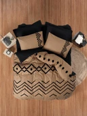 Cotton Box Puf Nakışlı Ranforce Çift Kişilik Nevresim Takımı Elio Bakır Siyah - 1