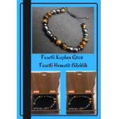 Fasetli Kaplan Gözü - Fasetli Hematit Bileklik - 1