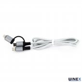 Winex 2in1 3A 60W Type-C to Type-C ve Lightning Örgülü Data Hızlı Şarj Kablo 1M - 2