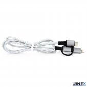 Winex 2in1 3A 60W Type-C to Type-C ve Lightning Örgülü Data Hızlı Şarj Kablo 1M - 3