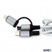 Winex 2in1 3A 60W Type-C to Type-C ve Lightning Örgülü Data Hızlı Şarj Kablo 1M - 4